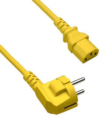 DINIC Stromkabel Netzkabel CEE 7/7 Schutzkontaktstecker auf C13, VDE, (1,80m, gelb)