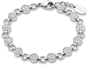 s.Oliver Armband Edelstahl Damen Armschmuck, mit Kristall, 18,5+3 cm, Silber, Kommt in Schmuck Geschenk Box, 9078486