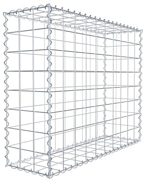 GABIONA Cesta de piedra rectangular de 10 x 10 cm, profundidad de 30 cm, cierre de espiral, galvanizada (100 x 80 x 30 cm)