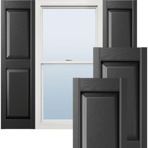 Ekena Millwork LP2S14X03500BL Lifetime Vinyl - Contraventana estándar de vinilo (por par), negro, 14.75 pulgadas de ancho x 35 pulgadas de alto