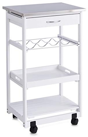 Zeller 13772 Cocina Carro de Acero Inoxidable con Tapa de 47 x 37 x 82 cm, Color: Blanco