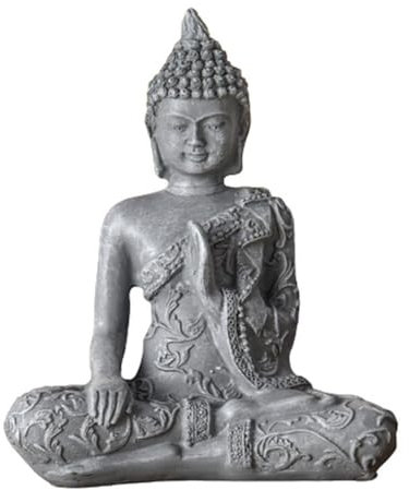 Buddha Statue Meditation 1 - Zen und Feng Shui Deko Statue - Bringt eine beruhigende und entspannende Atmosphäre in Ihr Zuhause - Glücksbringer Statue Farbe Grau - Höhe: 12cm - Zen'Light