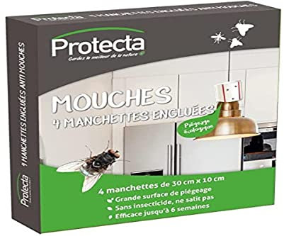 Protecta® Manchettes Engluées Anti-Mouches x4 – Piège sans Insecticide – Très Attractif– Discret et Efficace – Jusqu’à 6 semaines de Protection - Idéal pour Maison, Cuisine, Pièces Intérieures