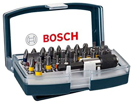 Bosch 2607017359 Screwdriver Bit, Set with Belt, Clip 32 Pcs, 0 V, Silver