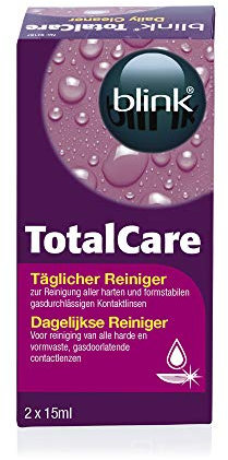 AMO blink TotalCare Reiniger – Reinigungslösung zur täglichen Oberflächenreinigung von harten Kontaktlinsen – 2 x 15 ml