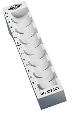 Wedo 160702037 Münzrille (0,20 Euro, 20 Cent, Kunststoff für 70 Münzen mit Markierungen 18 x 4,5 x 3,4 cm) lichtgrau
