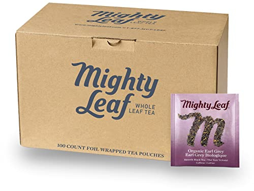 Mighty Leaf Organic Earl Grey Tea – 100 Count Whole Leaf Tea Pouches – Black Tea with Bergamot – Premium Caffeinated Tea Bags – USDA Organic Certified