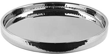 Fink großes Serviertablett Ø 30 cm Edelstahl gehämmert Tablett für Getränke oder Snacks