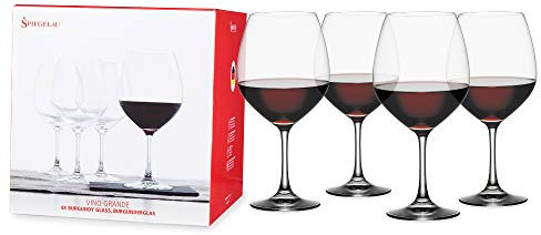 Spiegelau Rotweingläser 710 ml, 4 Stück, Vino Grande, 4510270, Burgunder Gläser aus Kristallglas, Weingläser Rotwein spülmaschinenfest