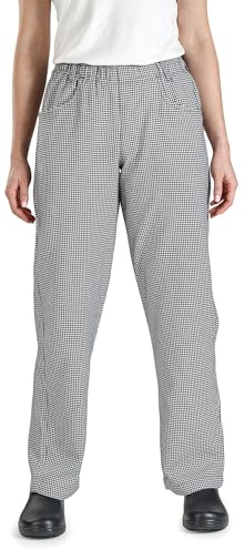 Mercer Culinary womens Cook chefs pants, Black/White, X-Small
