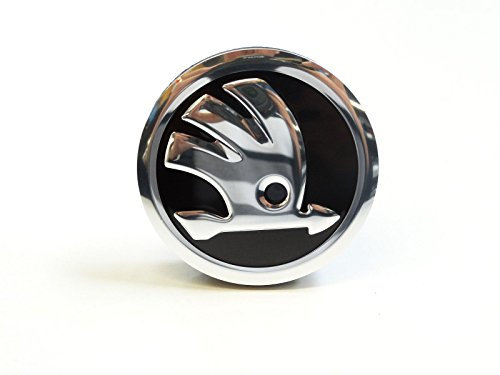 Skoda 4 tapas de buje originales para llantas, Negro/chromglanz, Cromado, Metal con acabado cromado, 56 mm, 4 unidades