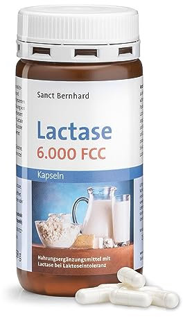 Sanct Bernhard Lactase-Kapseln 6.000 FCC Einheiten Nahrungsergänzungsmittel mit Lactase bei Laktoseintoleranz Inhalt 150 Kapseln