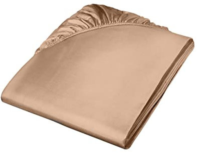 Fleuresse Colours Spannlaken, Uni-Mako-Satin, braun, 160 x 200 cm