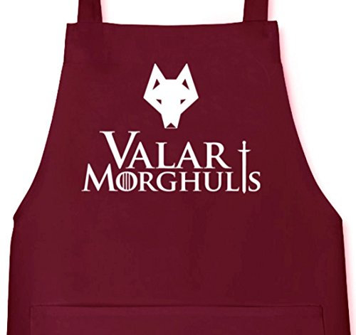 Shirtstreet24, Valar Moghulis Wolf, Grillen Barbecue Grill Schürze Kochschürze Latzschürze, Größe: onesize,Burgund