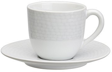 Avet Spain Juego de Tazas para Café con Plato, Gres, Blanco, 6.8x6.82x6 cm, 6 Unidades
