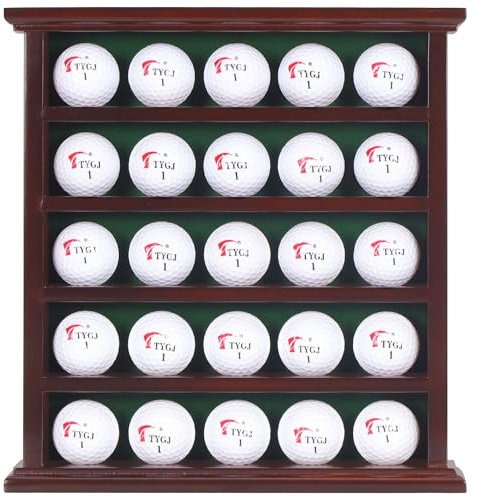 DisplayGifts Golf Ball Display Case Wall Rack Cabinet, NO Door, GB25 (Mahogany)