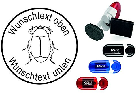Geocachingstempel « KÄFER » mit persönlichen Cachername/Nickname Runder Stempel Geocaching Pocketstempel