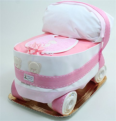 Torta di Pannolini Carrozzina Rosa