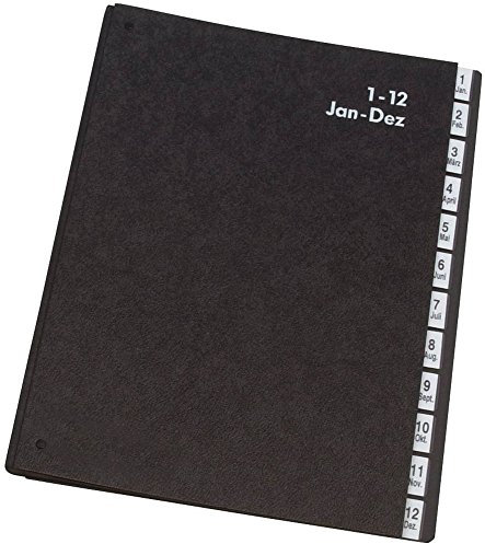 Q-Connect KF04562 Pultordner Hartpappe, 1-12 schwarz