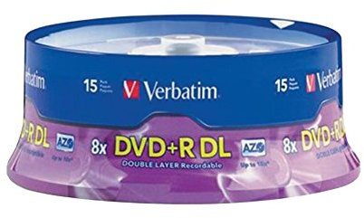 Verbatim DVD+R DL AZO 8.5GB 8x-10x Disco grabable de Doble Capa, husillo de 15 Discos 95484