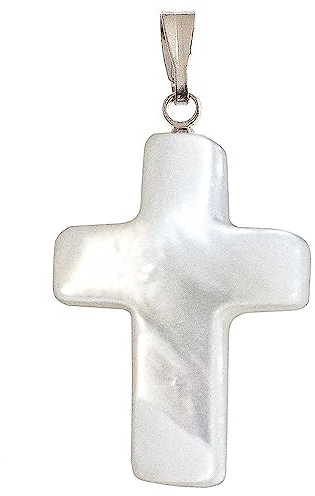 Naturosphère - Bijoux naturels C17 - Pendentif croix crucifix en nacre de trocha