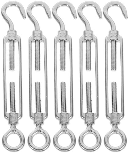 WINOMO 5 Stück M6 Spannschloss, 304 Edelstahl Spannschlösser Seilspanner Spannschloss Haken und Öse Verstellbare Spannschloss Draht Spanner