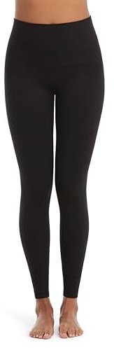 Spanx Seamless Leggings - Comfortable Athletic Wear - Core & Tummy Control for Shaping - Natural Waist Fit - Black - Small