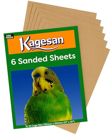 Kagesan Lot de 72 feuilles de sable pour cages à oiseaux, taille S (33 x 25 cm), lot de 72