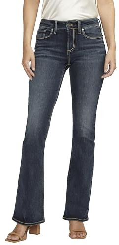 Silver Jeans Co. Women's Suki Mid Rise Bootcut Jeans, Indigo, 26W x 30L