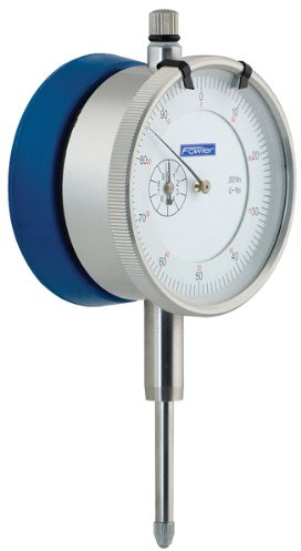 Fowler 52-520-485-0 Dial Indicator with Magnetic Back, 1 Travel, White Dial