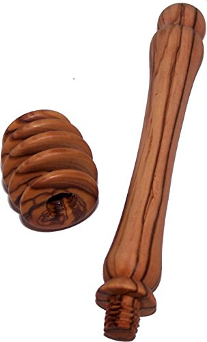 Holy Land Market Organic All Natural Handcrafted Olive Wood Honey Dipper - 2 Pieces (Length 6) - Asfour Outlet Trademark