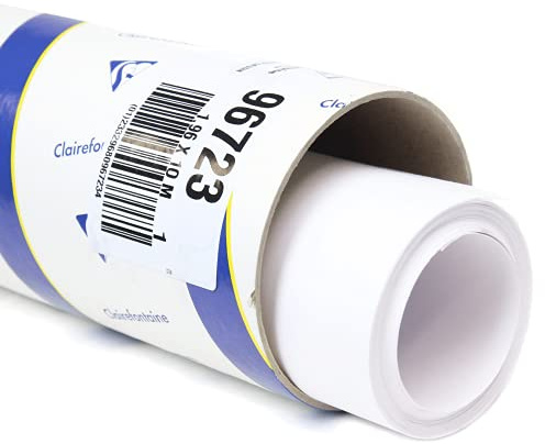 Clairefontaine 96714C Rouleau Papier Dessin Croquis - Papier Dessin Blanc au Grain Très Léger - 1,5x10 m 200g - Idéal pour le Dessin et Croquis au Crayon, Feutre ou Fusain