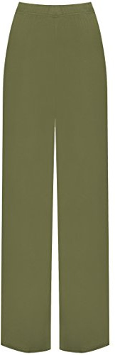 WearAll - Grande Taille Pantalon Palazzo Jambe Large - Vert Kaki - 52-54