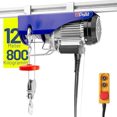 Pallit Argano elettrico HOIST | 400 kg/12 m | 800 kg/6 m | incl. telecomando con cavo lungo 1,6 m | barra di sicurezza