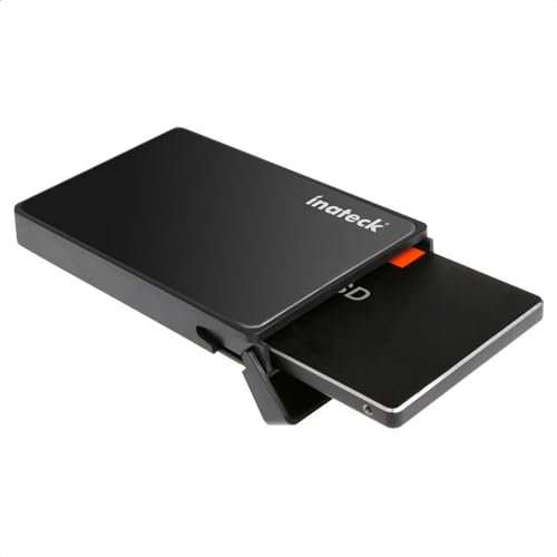 Inateck Festplattengehäuse 2,5 Zoll USB 3.0 für 7/9.5mm SATA SSD und HDD mit USB3.0 Kabel, UASP unterstützt, keinen zusätzlichen Treiber benötigt, Werkzeugloses Externe SSD Gehäuse