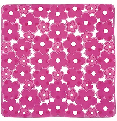 GEDY Margherita Tappeto Antiscivolo Doccia Fucsia, Misure e peso prodotto: 0,6X51,5X51,5 CM & 0,64 KG, Realizzato in Resina, Design R&S Gedy, Conformità REACH, 2 Anni di Garanzia