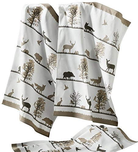 Erwin Müller Geschirrtuch-Set - Küchentuch - saugstark - strapazierfähig - 3er-Pack - Waldtiere und Bäume - 100% Baumwolle - braun-beige-creme - Größe 50x70 cm