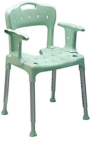 ETAC Swift Shower Stool/Chair, Stool with Armrest and Backrest, Green, Shower Chair for Users Who Struggle to Stand the Duration of a Shower, Shower Stool for Elderly, Handicapped and Disabled Users