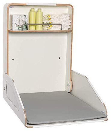 kemmlit Granada pliable en table à langer murale, blanc, bois, avec matelas à langer pour table à langer