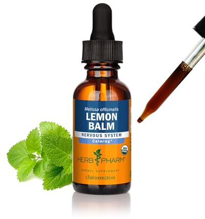 Herb Pharm Lemon Balm Liquid Extract: Organic Calming Choice for Nervousness, Nerve-Soothing Support, Fast-Absorbing & Sugar-Free Lemon Balm Tincture, Up to ~3 Week Supply, 1 oz *