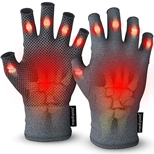 Medipaq Compression Gloves for Arthritis Relief 1 Pair - Large Fingerless Hand Support Gloves with Grip – Pain Relief for Joints, Hands, and Fingers