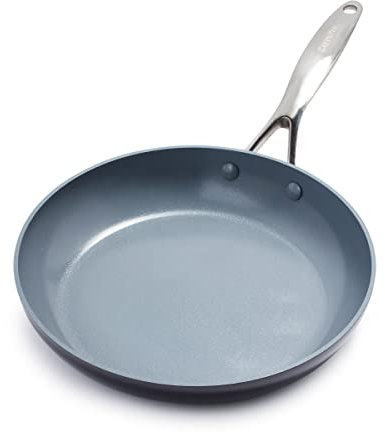 GreenPan Valencia Pro Hard Anodised Healthy Ceramic Non-Stick 24 cm Frying Pan Skillet, PFAS-Free, Induction, Oven Safe, Grey