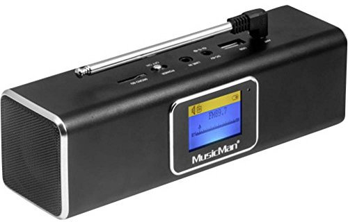 MusicMan 4663 DAB Bluetooth Soundstation BT-X29 mit intergriertem Akku und LCD Display (MP3 Player, Radio, MicroSD Kartenslot,USB Steckplatz) schwarz