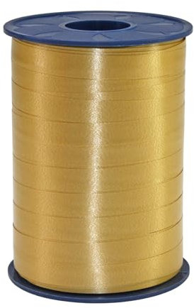 PRÄSENT C.E. PATTBERG Geschenkband Gold, 250 Meter Ringelband 10 mm zum Basteln, Dekorieren & Verpacken von Geschenken zu jedem Anlass