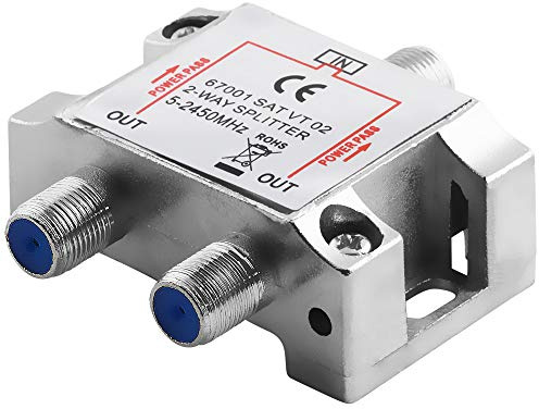 BestPlug câble répartiteur satellite tête lNB universelle pour enceintes satellites et câble double 5–2450MHz x 1 x iN 2 oUT pour 100dB compatible avec tV analogue et hD digital