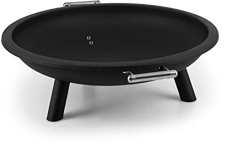 blumfeldt Trino Black Line - Brasero pour Jardin ou terrasse, 80cm Ø, métal Laque, résistante au feu et aux intempéries, poignées, adapté pour Le Bois, Le Charbon et Le Charbon de Bois, Noir