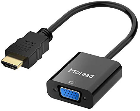 Moread Gold-Plated HDMI to VGA Adapter (Male to Female) for Computer, Desktop, Laptop, PC, Monitor, Projector, HDTV, Chromebook, Raspberry Pi, Roku, Xbox and More - Black