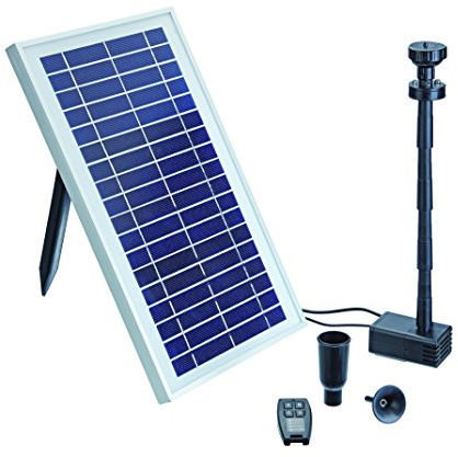 Pontec 43325 PondoSolar 600 Control – Solvattenspump med batteri och LED-belysning, solströmssystem för attraktiva fontäner