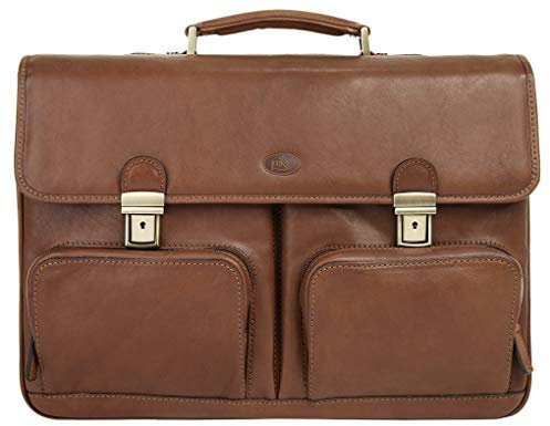 piké Aktentasche Echt Leder Herren | Business Tasche, Dokumententasche, Aktentasche mit Steckschloss, Organizer, Schlüsselhalter | 017550
