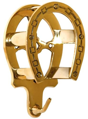 Jeffers Horseshoe Brass Bridle Bracket – Fancy Wall Bridle Holder & Blanket Rack for Tack Room Storage - Barn Accessories, Halter Hanger, & Horse Supplies